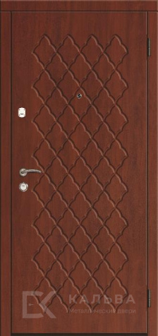 Фото «Входная дверь бордовая ромбы внутри тёмный дуб для квартиры №539»